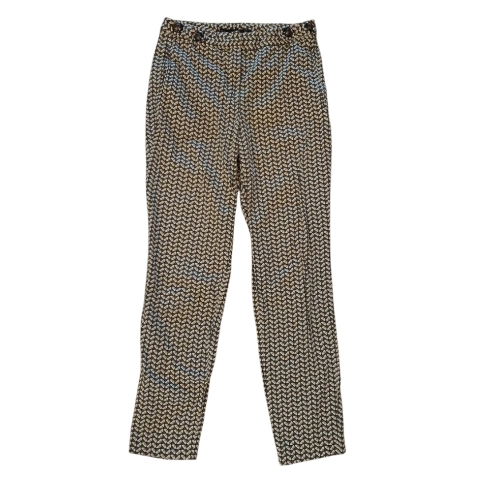 Zara women's pants basic xs straight green tan